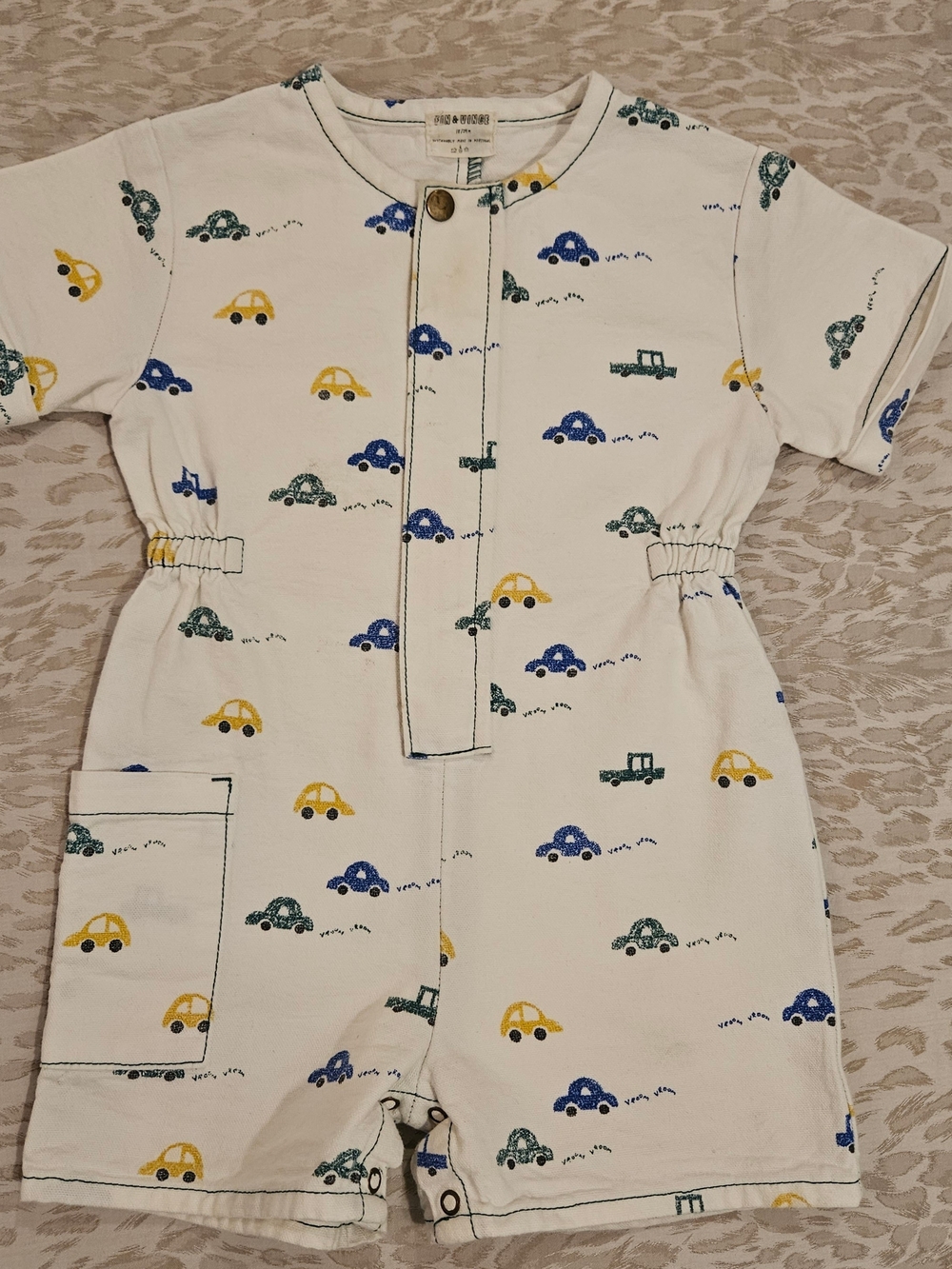 FIN + VINCE White Car Romper 18/24M